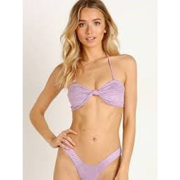 Monica Hansen Beachwear NWT Set Bardot Collection Bikini Top/Bottom Violet Small - Picture 2 of 5
